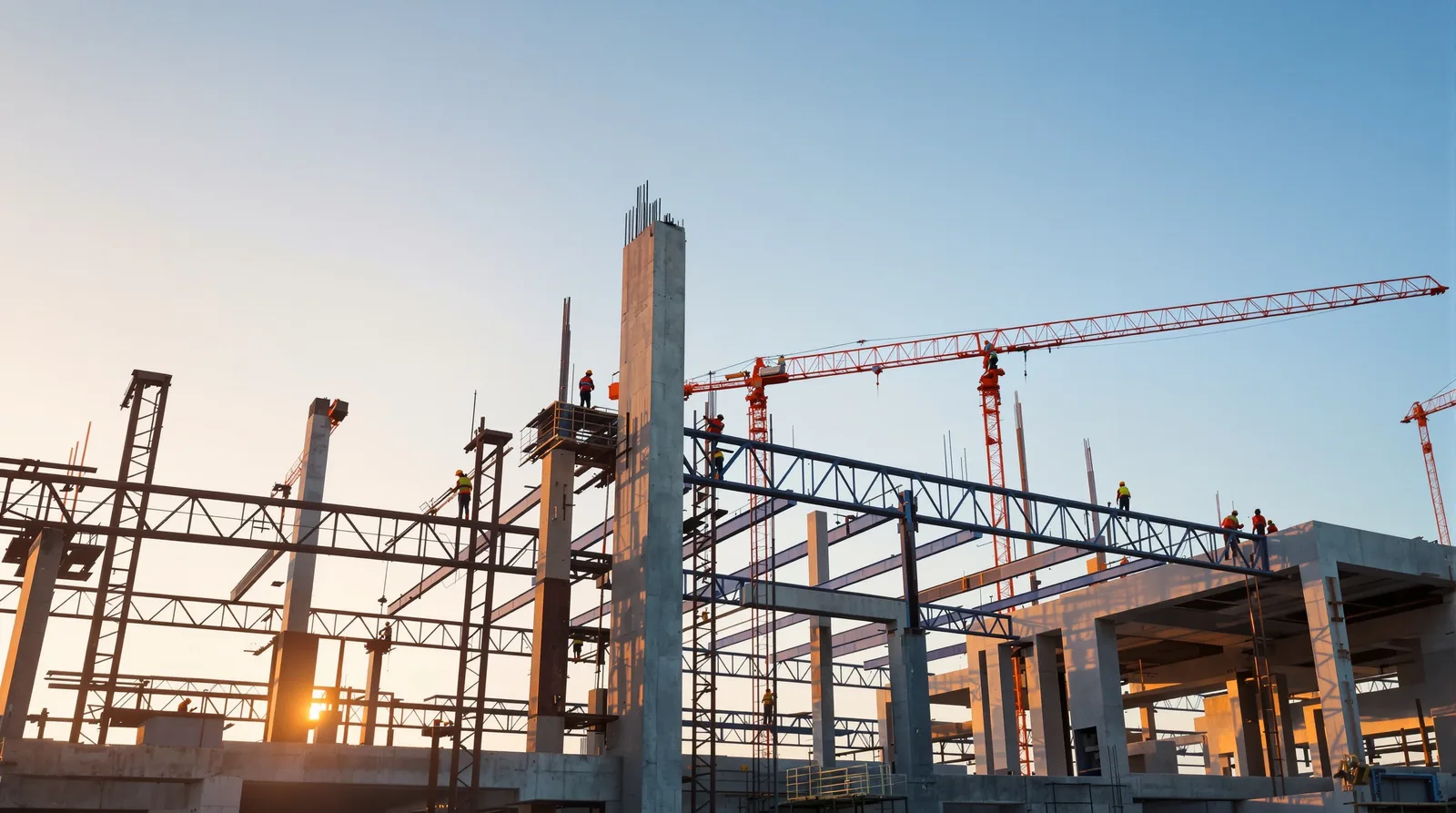 Metal building construction site hero background