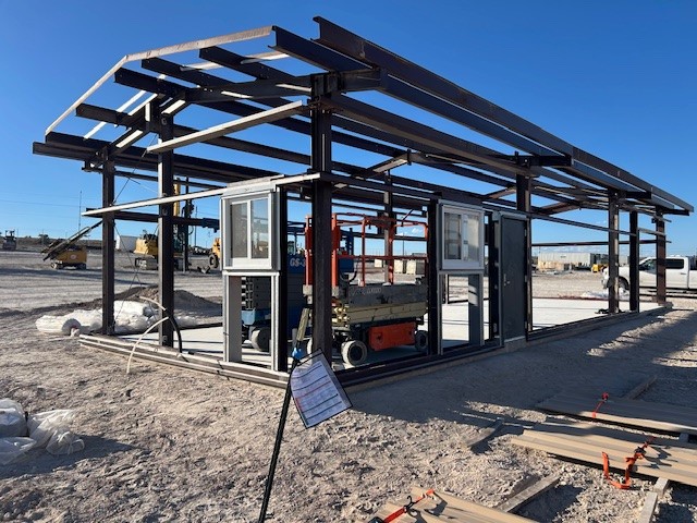 Steel building construction framing phase